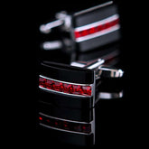 Men's Red Crystal Patterned Cuff Links