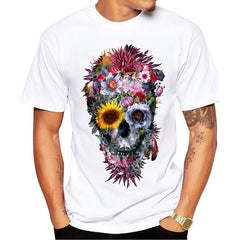 Floral Skull Printed Party Men's T-Shirt