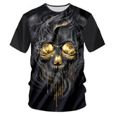 Men's Flame Skull Print T-Shirt