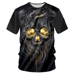 Men's Flame Skull Print T-Shirt