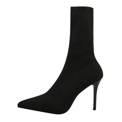 Women's Sock Style High Heel Boots