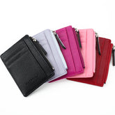 Leather Women's Credit Card and ID Holders with Zipper Closure