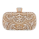 Women's Floral Patterned Crystal Evening Clutch