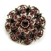 Vintage Crystal Flower Shaped Brooches