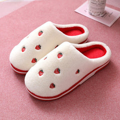 Anti-Slip Berry Patterned Warm Plush Slippers