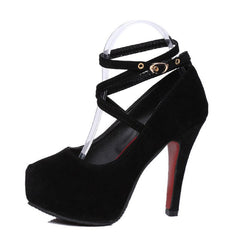 Cross-Tied Ankle Strap Pumps