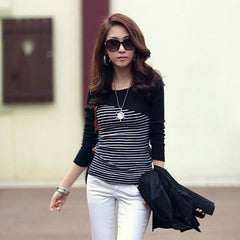 Women's Casual Striped Long Sleeved Pullover