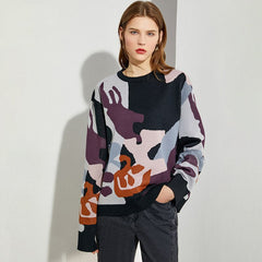 Women's Causal Patchwork Full Sleeved Jumper