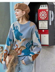 Women's Causal Patchwork Full Sleeved Jumper