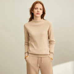 Women's Half-High Collar Full Sleeved Jumper