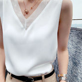 Women's V-Neck Sleeveless Silk Top