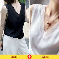 Women's V-Neck Sleeveless Silk Top