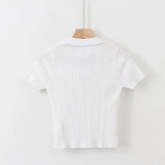 Women's Solid Color Short Sleeved Crop Top