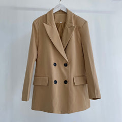 Women's Camel Color Double Breasted Blazer