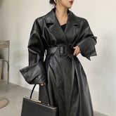 Women's Leather Long Oversized Trench