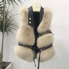 Women's Eco Fur Multi-Zipper Coat