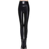 Fashion Casual High-Waisted Elastic Leather Women's Leggings
