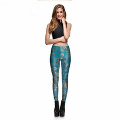Cute Casual Blossom Patterned Elastic Women's Leggings