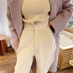 Loose Women's Jeans in White and Blue Colors