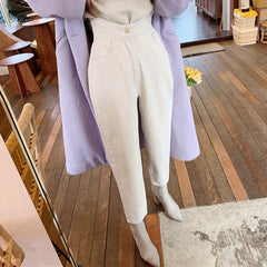 Loose Women's Jeans in White and Blue Colors