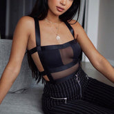 Women's Black Mesh Bodysuit
