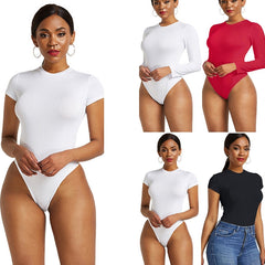 Women's Solid Color Short Sleeve Bodysuit