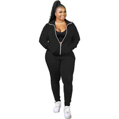 Women's Contrast Zipper Jacket and Joggers Set