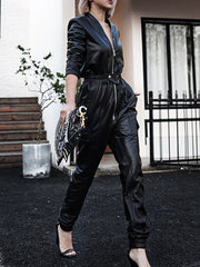 Women's Eco-Leather Jumpsuit