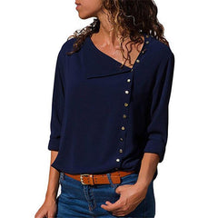 Women's Chiffon Blouse with Decorated Buttons