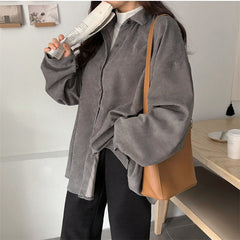 Oversized Warm Corduroy Shirt for Women