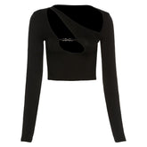 Asymmetrical Hollow Out Crop Top