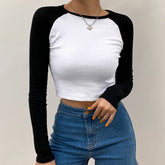 Basic Cotton Women's T-Shirt with Long Sleeves