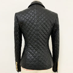 Cotton Padded Black Leather Jacket for Women