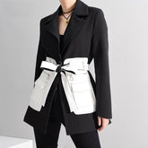 Women's Black Blazer White Pockets