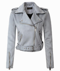 Women's Belted Crop Biker Jacket