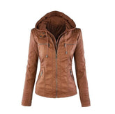 Women's Hooded Leather Jacket