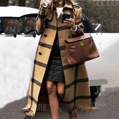 Women's Long Plaid Autumn Coat