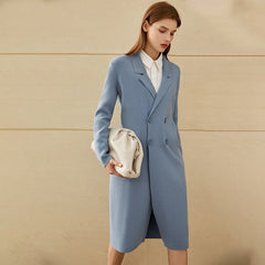 Women's Solid Color Double Breasted Coat