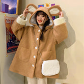 Elegant Faux Fur Kawaii Teddy Bear Coat