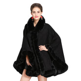 Women's Eco-Fur Trim Cape Coat