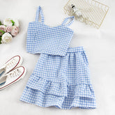Women's Summer Plaid Two Pieces Sets