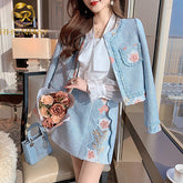 Fashion Embroidered Skirt Suit