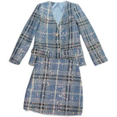 Women's Tweed Plaid Short Skirt Suit