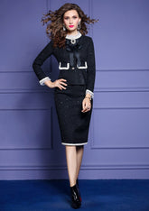 Fashion Tweed Office Skirt Suit