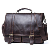 Men's Basic Leather Briefcase with Pockets