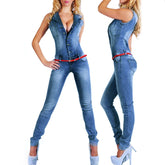 Women's Sleeveless Denim Jumpsuit