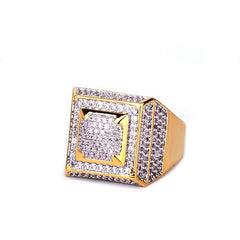 Men's Hip Hop Style Gold/Silver Zircon Ring