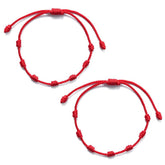 7 Knots Red String Luck Bracelets 2 pcs Set