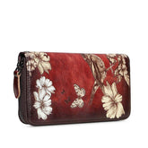 Women's Floral Patterned Long Leather Wallet