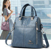 Women' Leather Shoulder Backpack